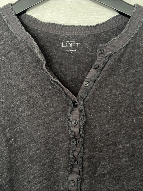 LOFT Tops - LOFT Henley Top Gray Large